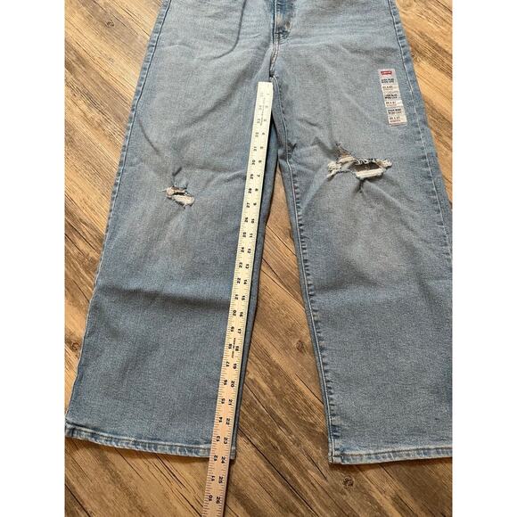 Levis High Rise Wide Leg Jeans Tag Size 29x27 Womens Blue Denim Distressed - Picture 2 of 8